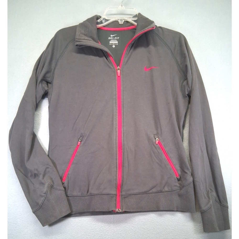 Nike Women Full Zip Sweater Gray/Pink Size M